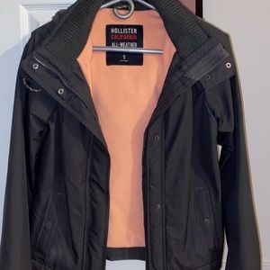Hollister California Grey Womens All Weather hooded Zip Up  jacket small.